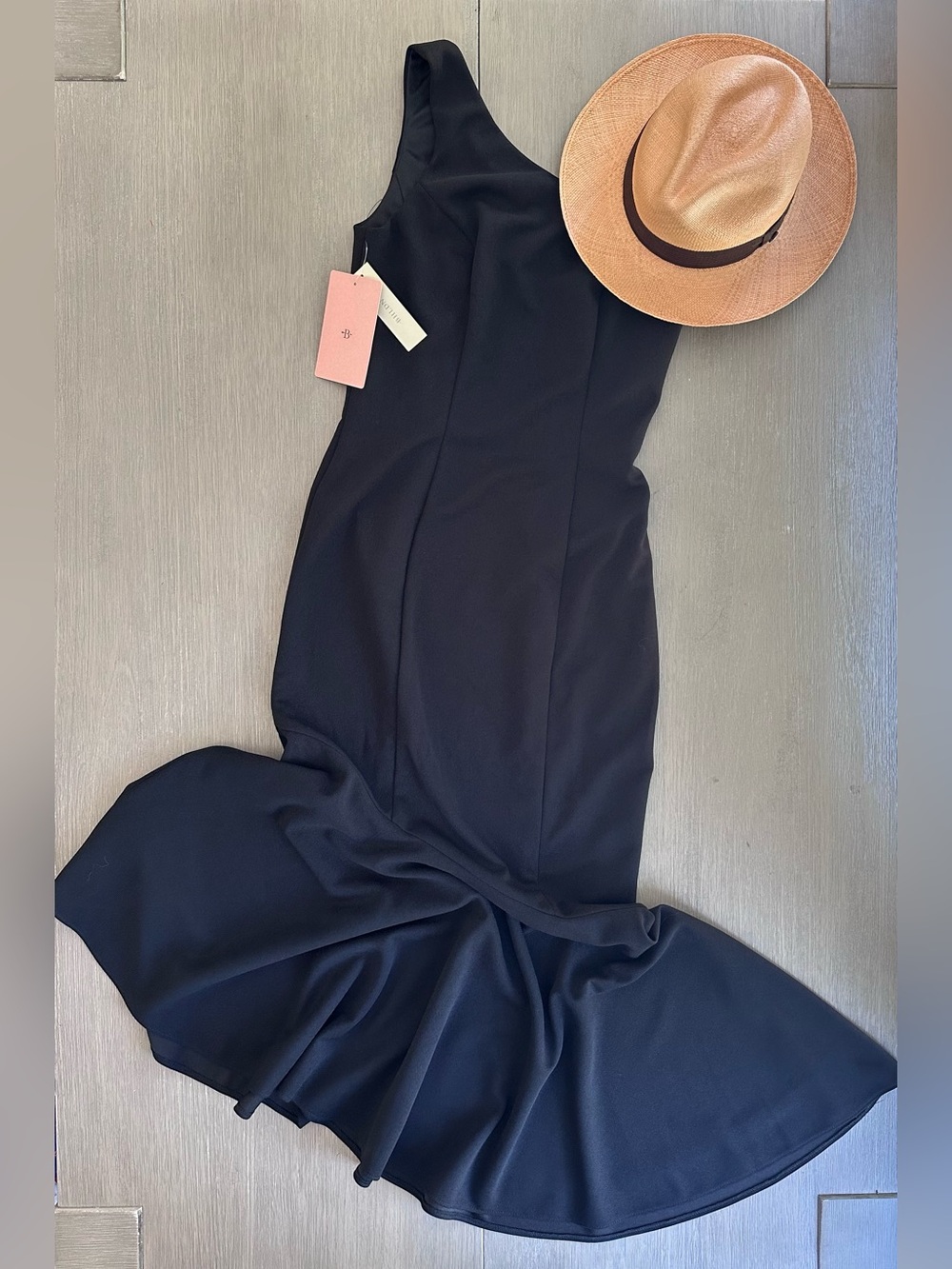Anthropology BHLDN One-Shoulder Black Mermaid Dress